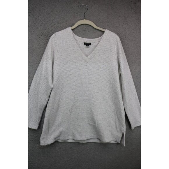 J.Jill Wearable Long Sleeve Ribbed Neutral Tunic Top-Size Medium - Picture 1 of 10